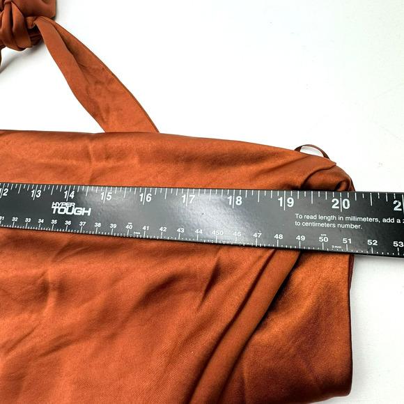 ALTAR'D STATE NWT Women's Medium Copper Halter Backless Shiny Silky Mini Dress - Picture 8 of 9